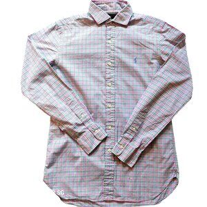 Polo Ralph Lauren Mens Long Sleeve Plaid Shirt Size 15.5 100% Cotton Preppy